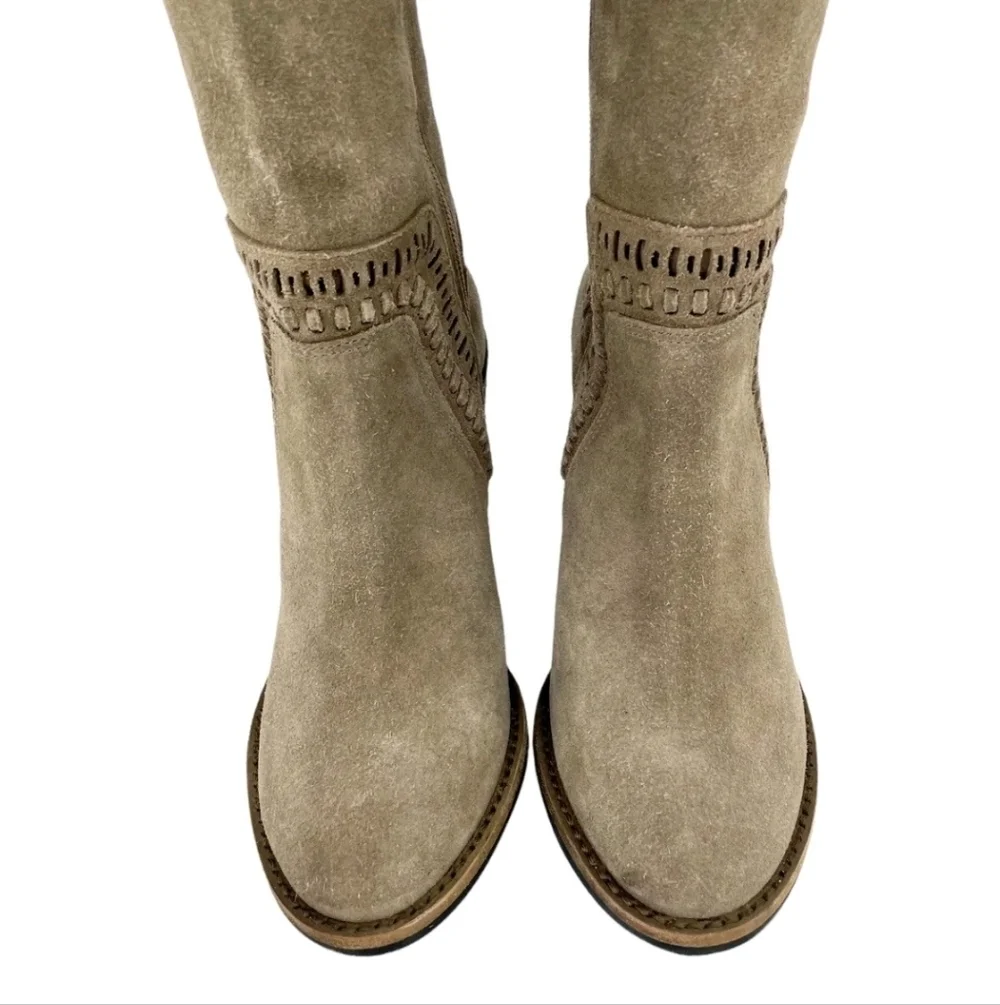 Vince Camuto Madolee Over The Knee Taupe Suede Leather Boots Sz 6